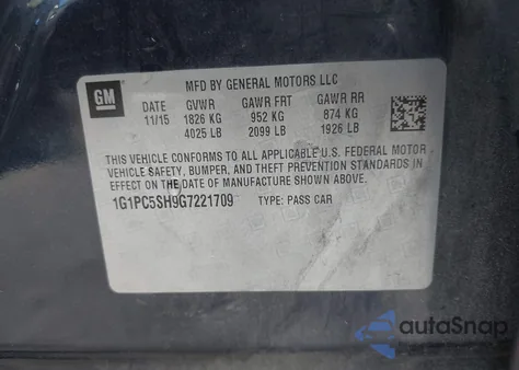 2016 Chevrolet Cruze Limited Ls Auto from USA, damaged, VIN 1G1PC5SH9G7221709